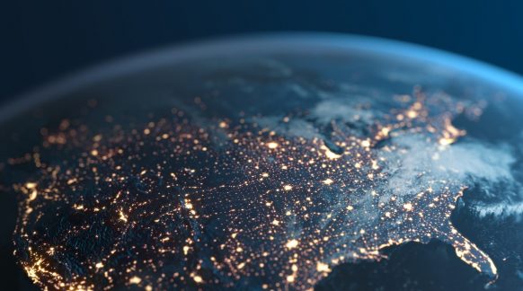 United States Of America At Night Planet Earth Seen From Space