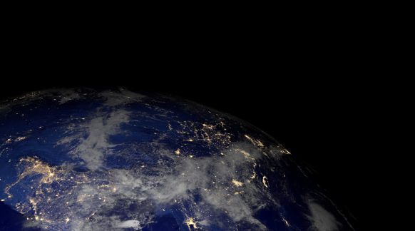 Earth From Space At Night. Asia.